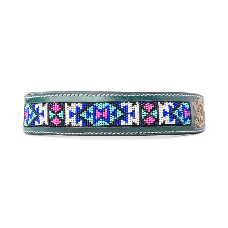 Turquoise Blossom Western Dog Collar in Brown sold by Myra Bag