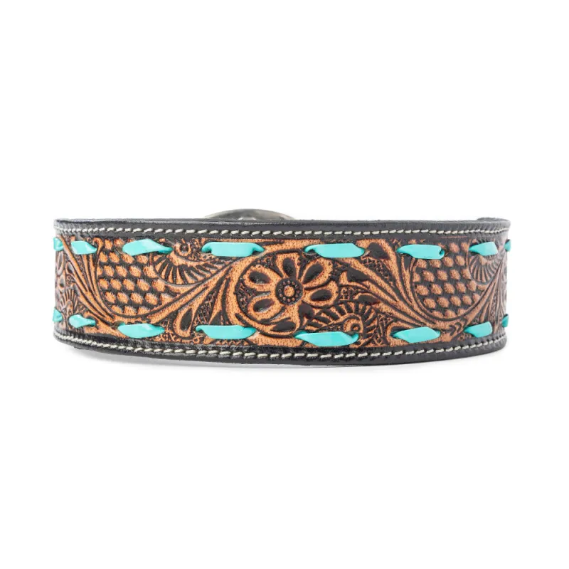 Turquoise Trail Cowboy Dog Collar in Black sold by Myra Bag