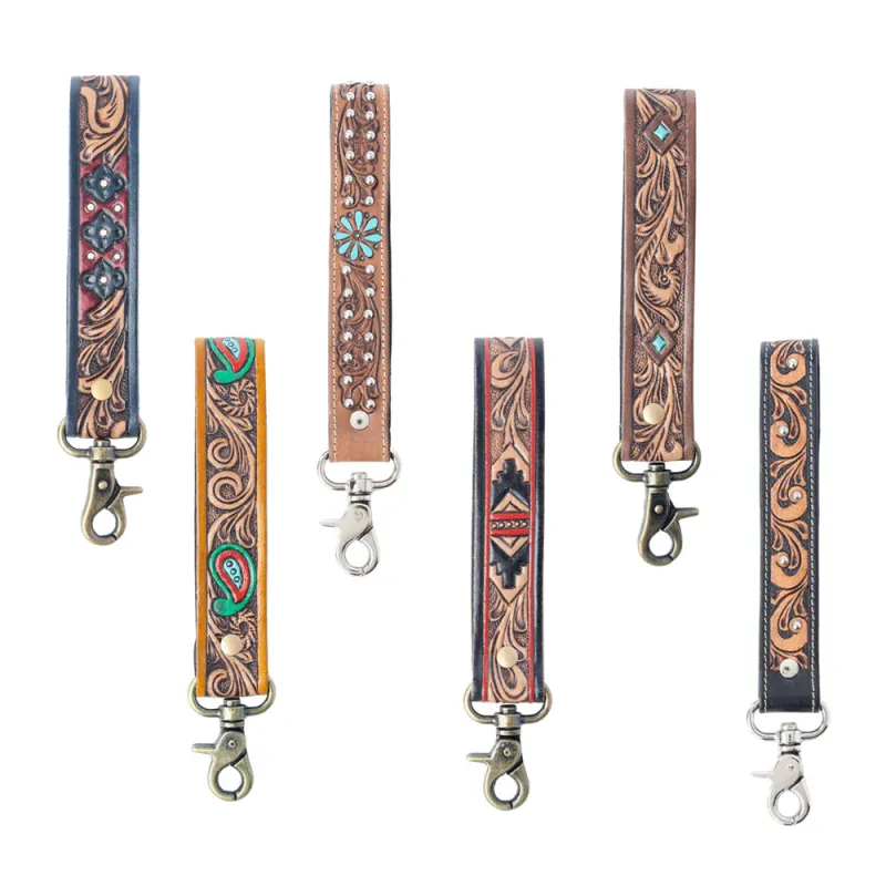 Spirit Stone Handtooled Leather Keyfob Variant Combo sold by Myra Bag