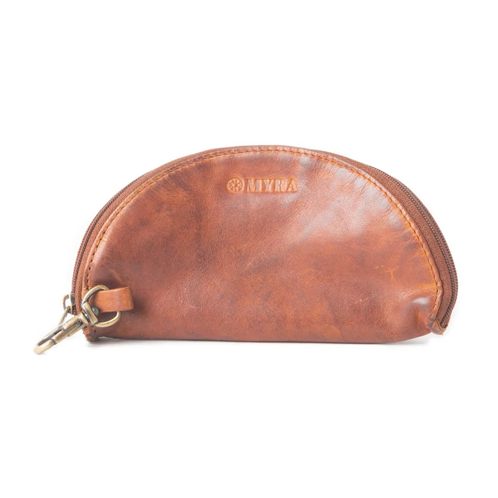 Eclipse Charm Leather Sunglass Case in Brown sold by Myra Bag product image thumbnail 3