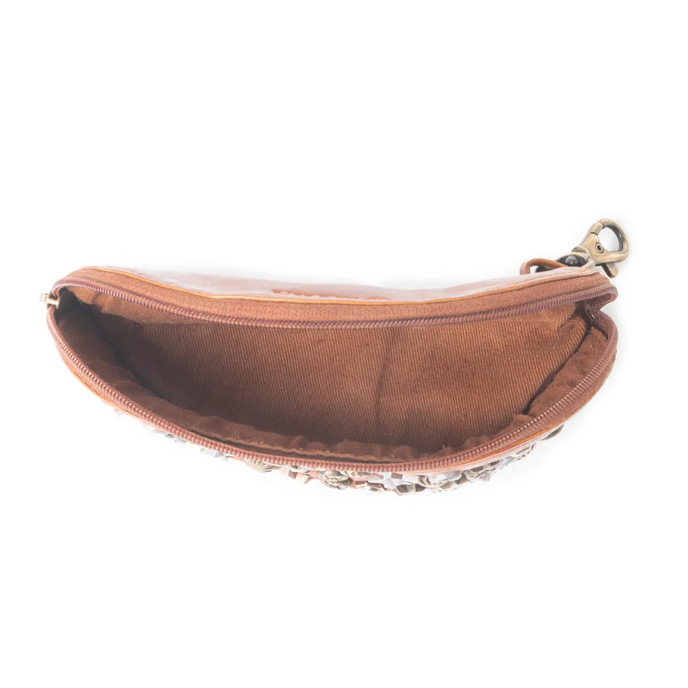 Eclipse Charm Leather Sunglass Case in Brown sold by Myra Bag product image thumbnail 4