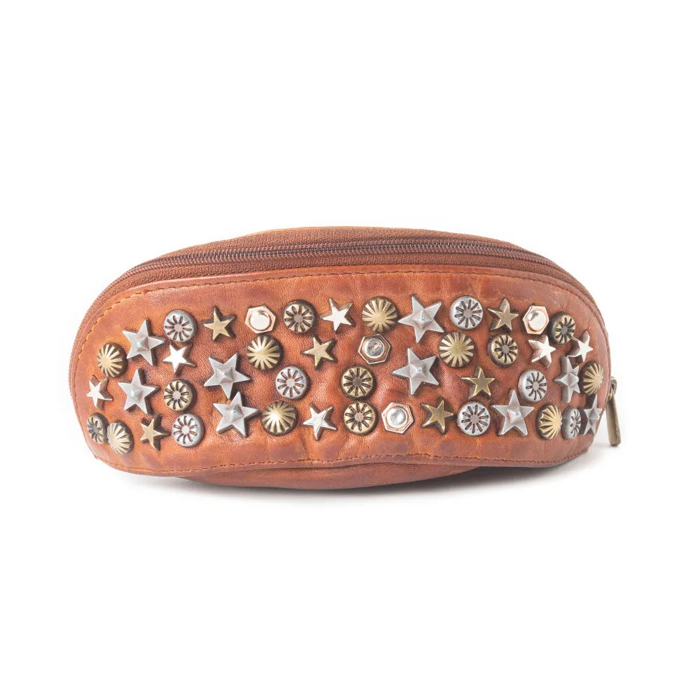 Eclipse Charm Leather Sunglass Case in Brown sold by Myra Bag