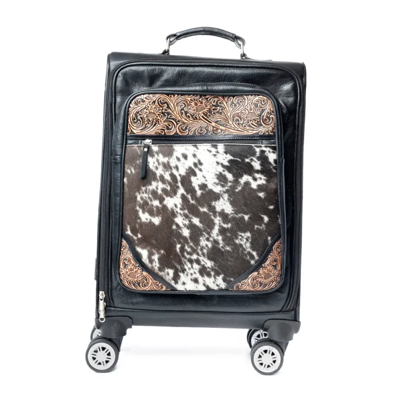 Prairie Shadow Handtooled Hairon Leather Trolley in Stallion Noir made by Myra Bag