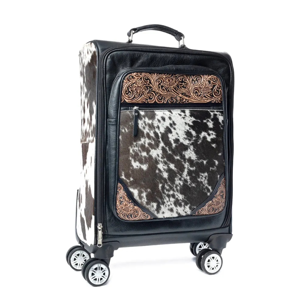 Prairie Shadow Handtooled Hairon Leather Trolley in Stallion Noir sold by Myra Bag product image thumbnail 2