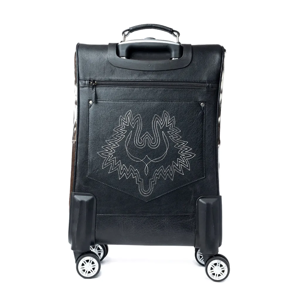 Prairie Shadow Handtooled Hairon Leather Trolley in Stallion Noir sold by Myra Bag product image thumbnail 3