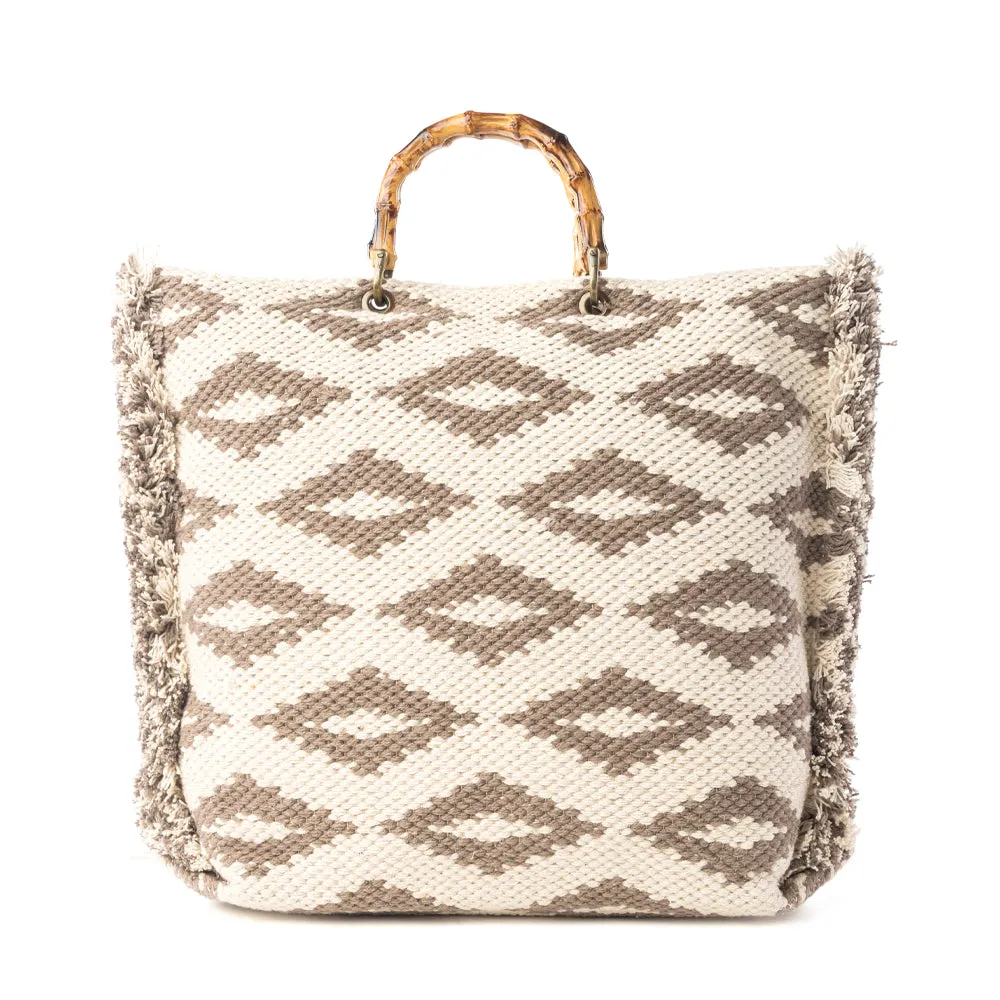 Harvest Dune Hand Embroidered Weekender Bag in Misty Taupe sold by Myra Bag product image thumbnail 3