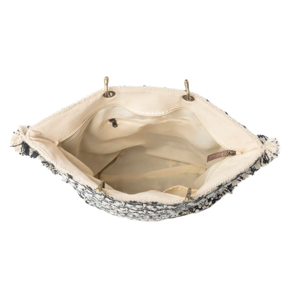 Starlit Loom Hand Embroidered Tote Bag in Twilight Sand sold by Myra Bag product image thumbnail 4