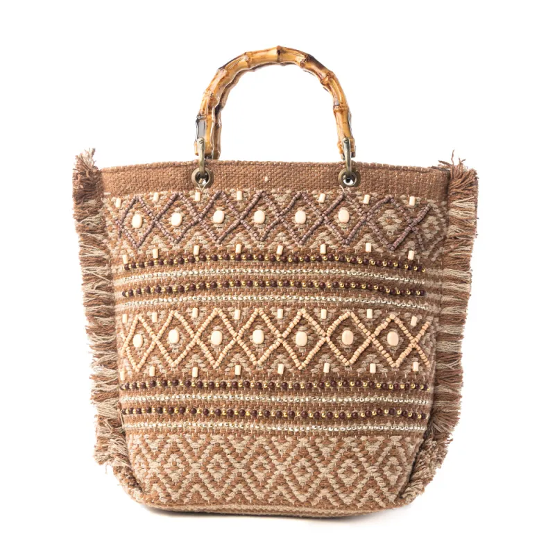 Mesa Pioneer Hand Embroidered Tote Bag in Amber Grain sold by Myra Bag