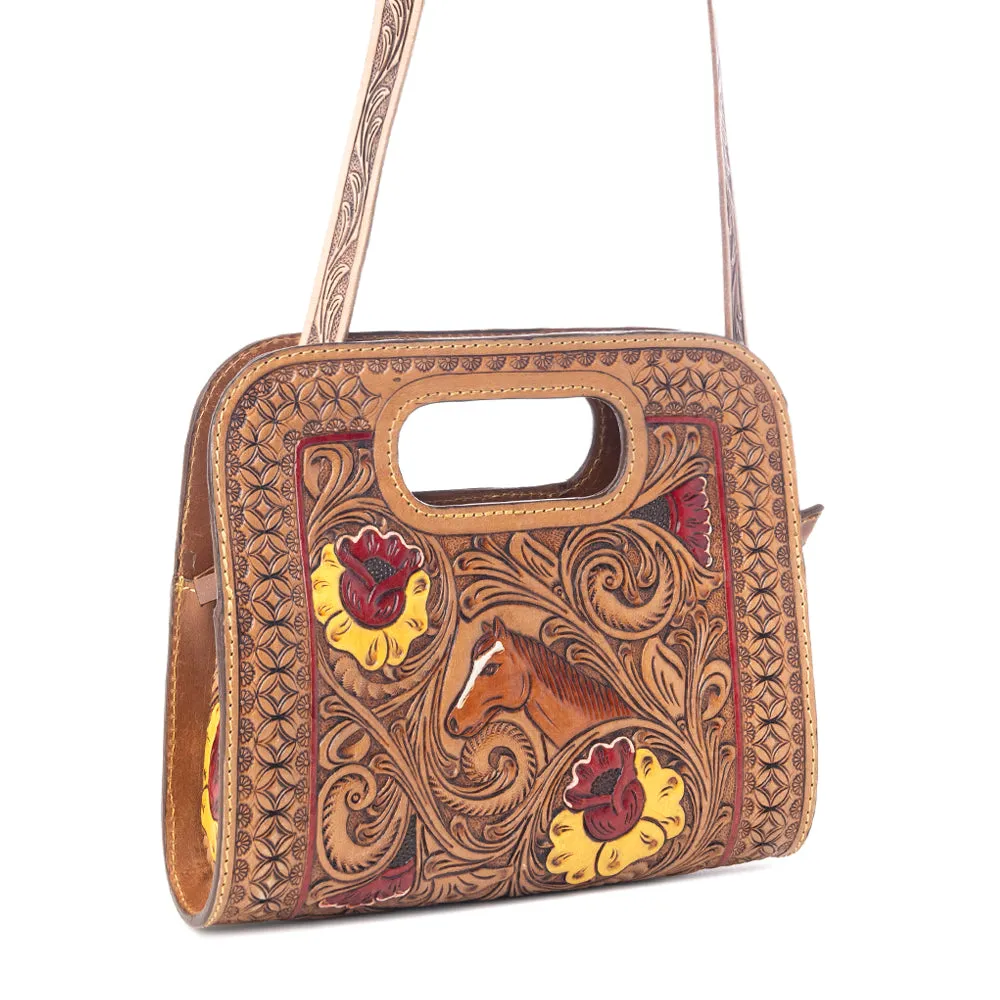 Spirit Bloom Handtooled Leather Bag in Aged Mahogany sold by Myra Bag product image thumbnail 2