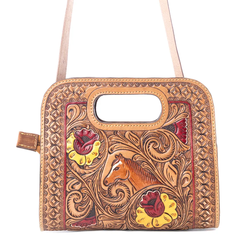 Spirit Bloom Handtooled Leather Bag in Aged Mahogany sold by Myra Bag product image thumbnail 3