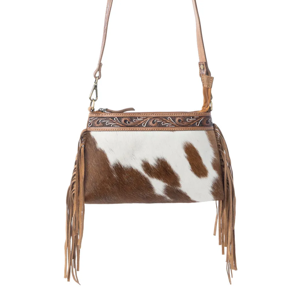 Wild Mirage Hairon Leather Bag with Fringes in Ivory Range sold by Myra Bag
