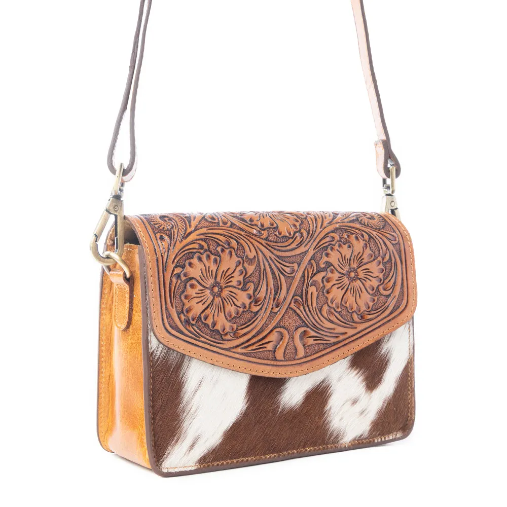 Bridle Blossom Handtooled Hairon Leather Bag in Amber Carve sold by Myra Bag product image thumbnail 2