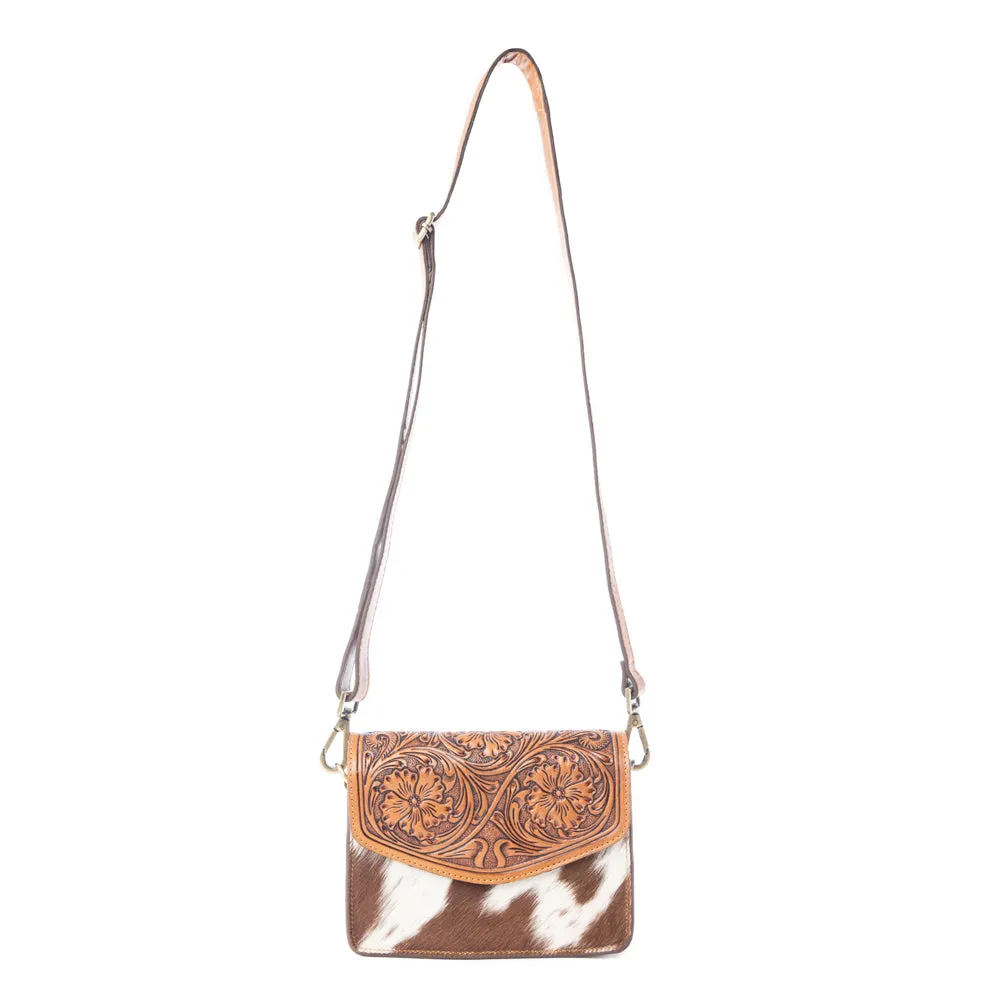 Bridle Blossom Handtooled Hairon Leather Bag in Amber Carve sold by Myra Bag product image thumbnail 4