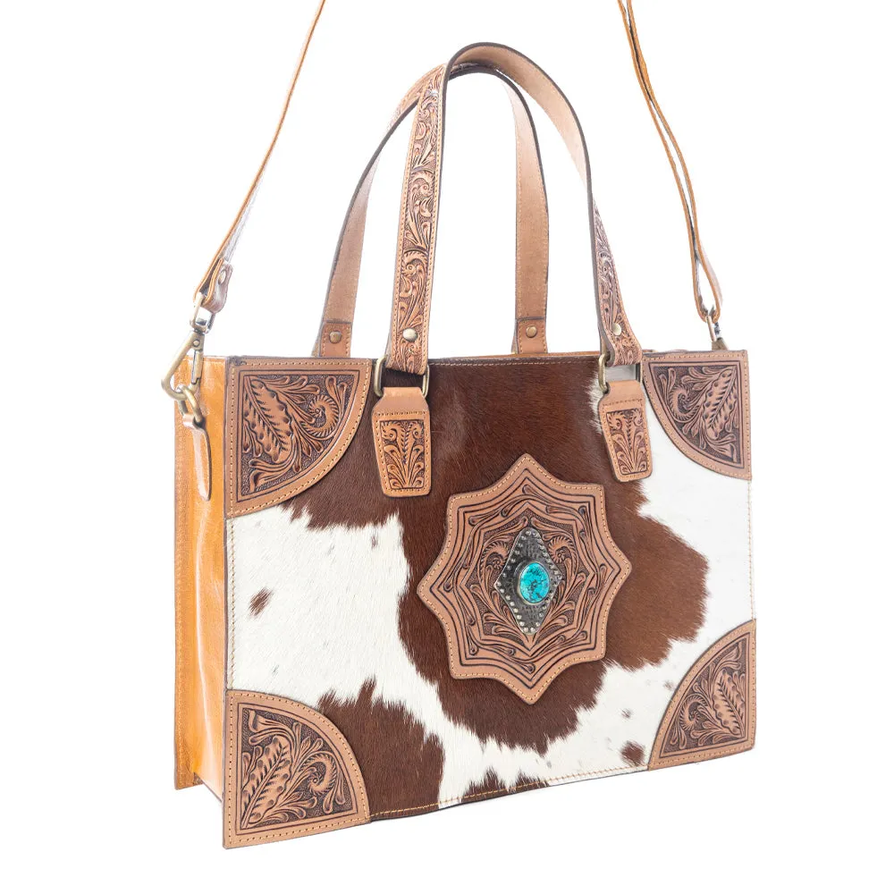 Desert Jewel Handtooled Hairon Leather Concealed Carry Bag in Timber Brown sold by Myra Bag product image thumbnail 2