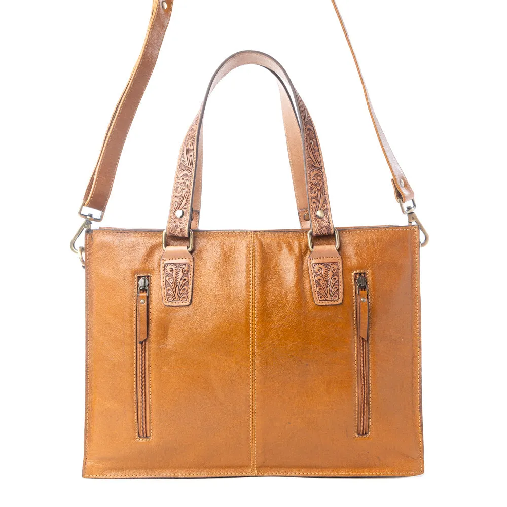 Desert Jewel Handtooled Hairon Leather Concealed Carry Bag in Timber Brown sold by Myra Bag product image thumbnail 3