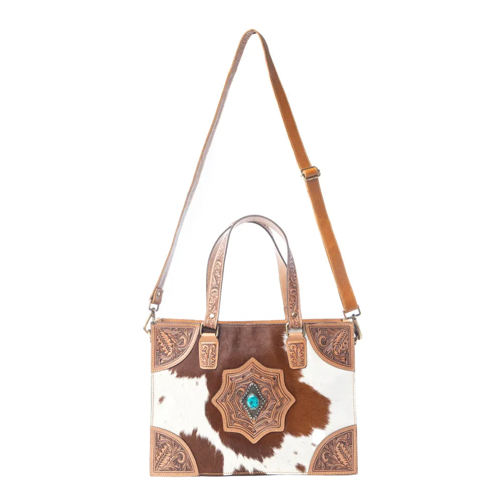 Desert Jewel Handtooled Hairon Leather Concealed Carry Bag in Timber Brown sold by Myra Bag product image thumbnail 4