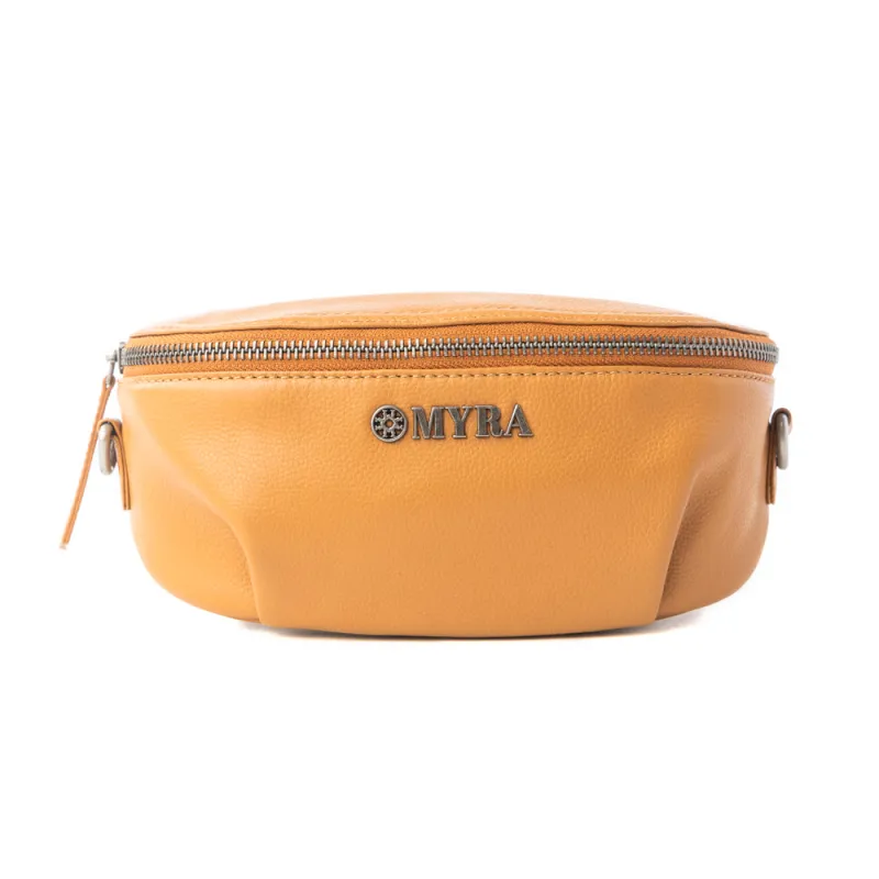 Compass Mesa Leather Fanny Pack in Honey Cloud sold by Myra Bag