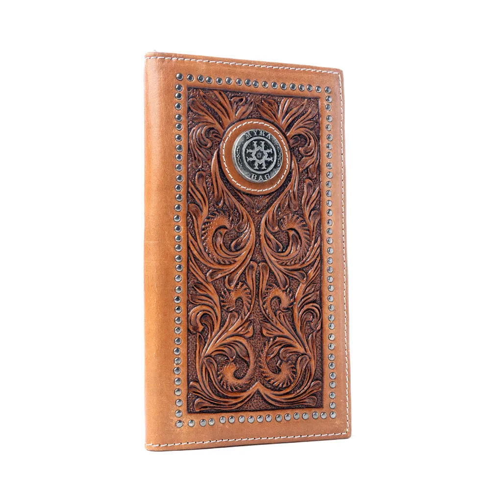 Sheriff’s Crest Handtooled Leather Wallet for Men in Bronco Brown sold by Myra Bag product image thumbnail 2