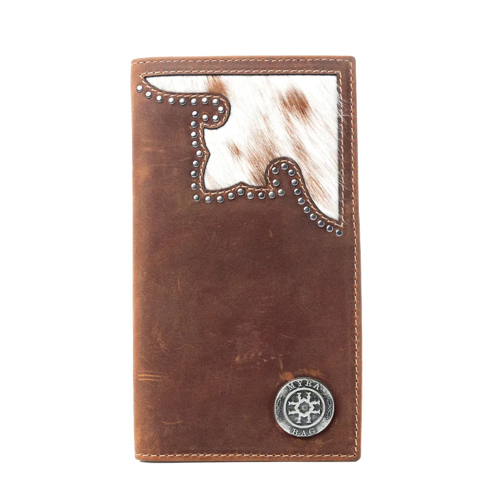Lariat Crest Hairon Leather Wallet for Men in Rustic Chrome sold by Myra Bag