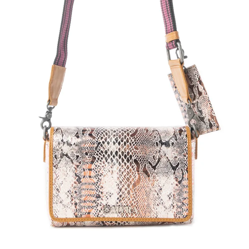Elysian Charm Leather Shoulder Bag in Onyx Snake Print sold by Myra Bag