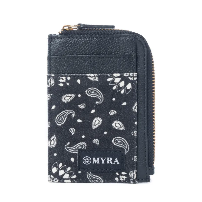 Shadow Paisley Leather Credit Card Holder in Midnight Paiseley sold by Myra Bag