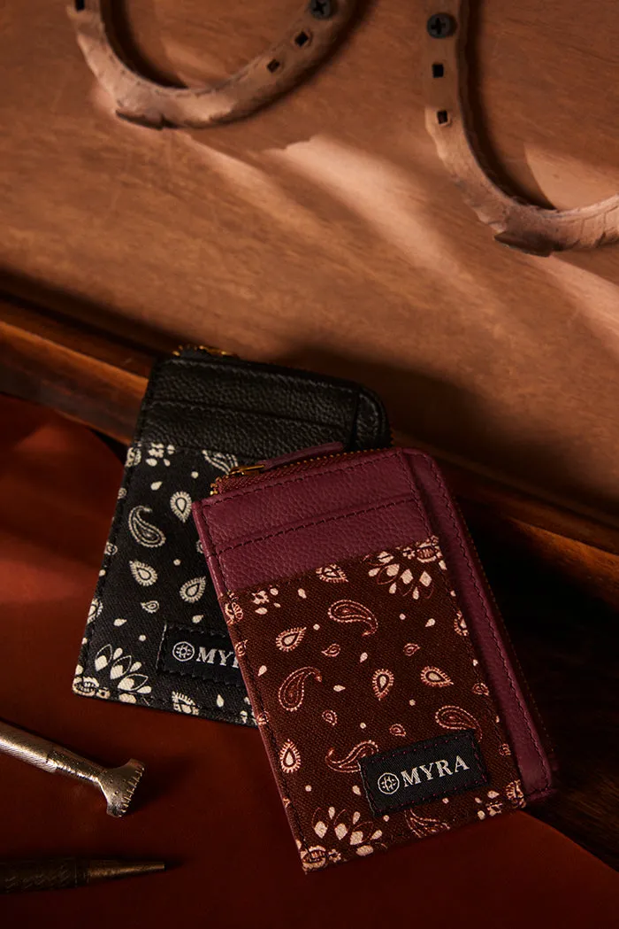 Red Rock Bloom Leather Credit Card Holder in Russet Plum sold by Myra Bag product image thumbnail 5