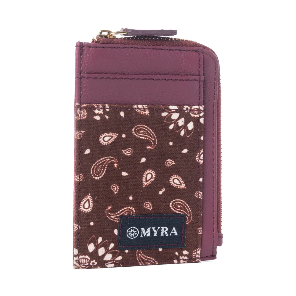 Red Rock Bloom Leather Credit Card Holder in Russet Plum sold by Myra Bag product image thumbnail 2