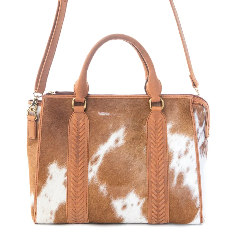 Sierra Fawn Hairon Leather Concealed Carry Bag in Ivory Tan made by Myra Bag