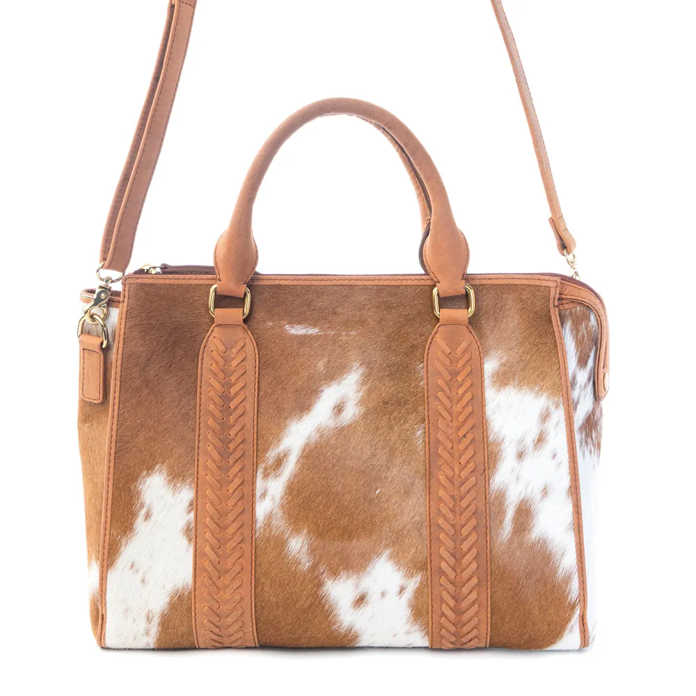 Sierra Fawn Hairon Leather Concealed Carry Bag in Ivory Tan sold by Myra Bag