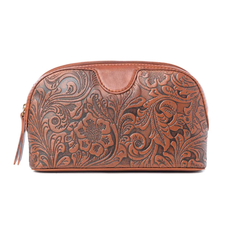 Saddlefire Embossed Leather Multi-pouch in Desert Oak sold by Myra Bag
