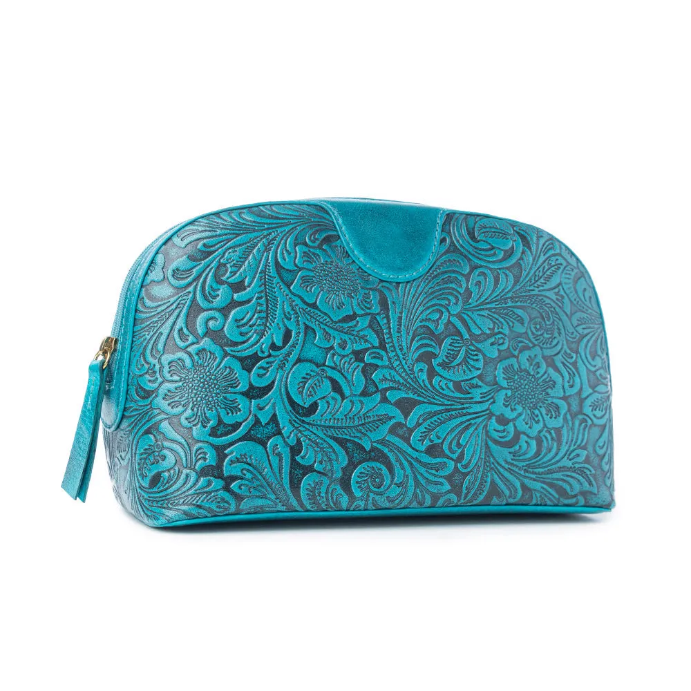 Helena Bloom Embossed Leather Multi-pouch in Sierra Blue sold by Myra Bag product image thumbnail 2