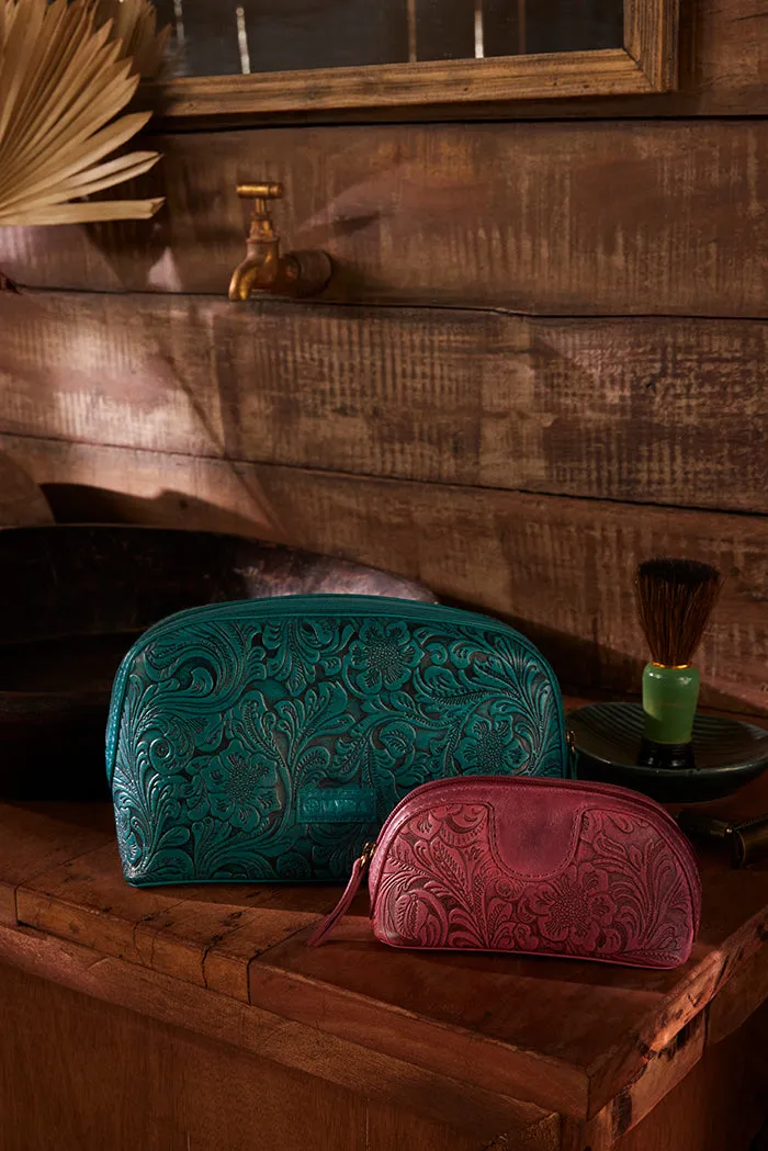 Helena Bloom Embossed Leather Multi-pouch in Sierra Blue sold by Myra Bag product image thumbnail 5