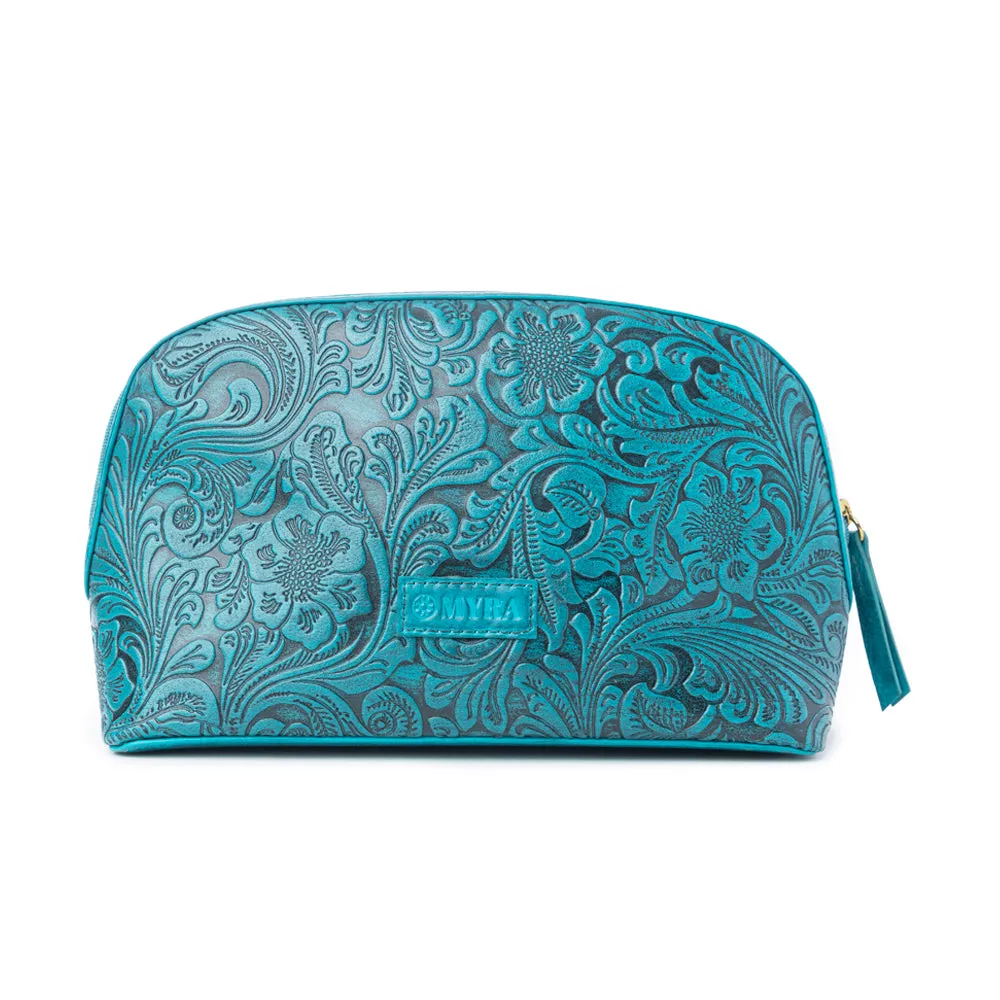 Helena Bloom Embossed Leather Multi-pouch in Sierra Blue sold by Myra Bag product image thumbnail 3