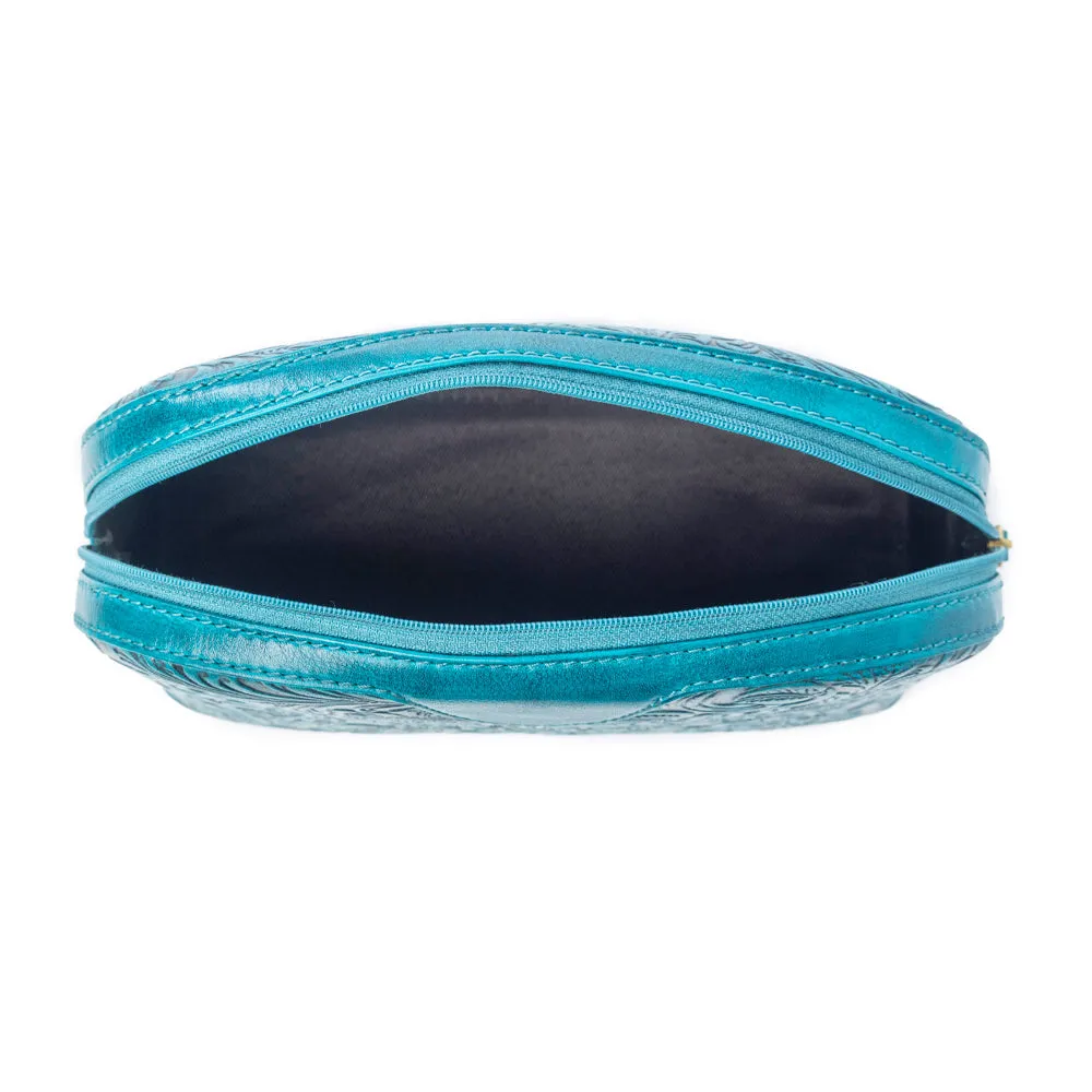 Helena Bloom Embossed Leather Multi-pouch in Sierra Blue sold by Myra Bag product image thumbnail 4