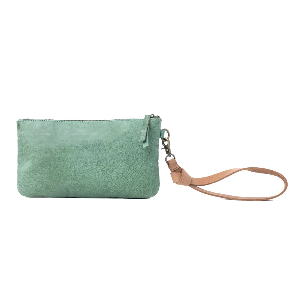 Empire Green Studded Wash Leather Pouch in Desert Olive sold by Myra Bag product image thumbnail 3
