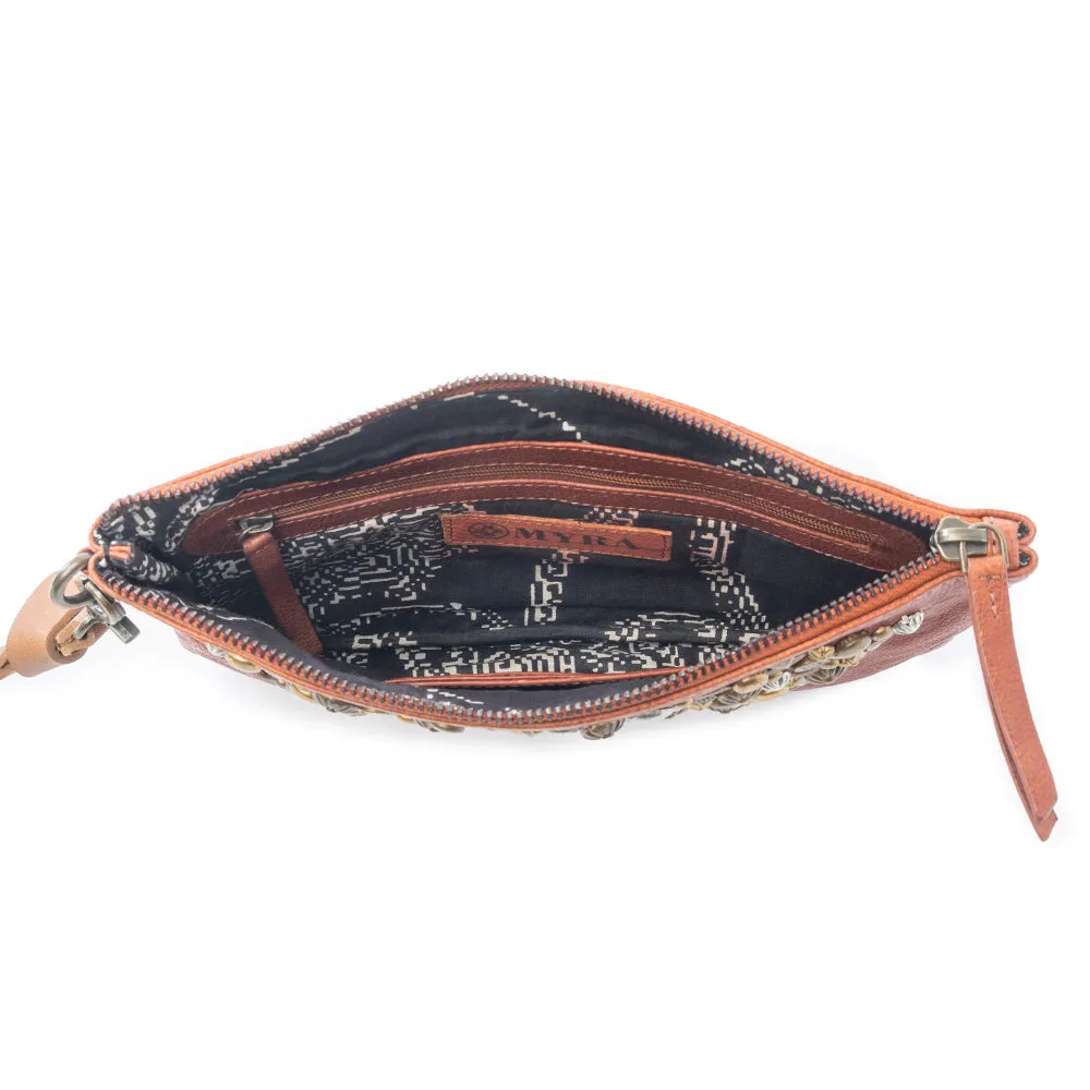 Nova Point Studded Wash Leather Pouch in Bronzed Amber sold by Myra Bag product image thumbnail 4