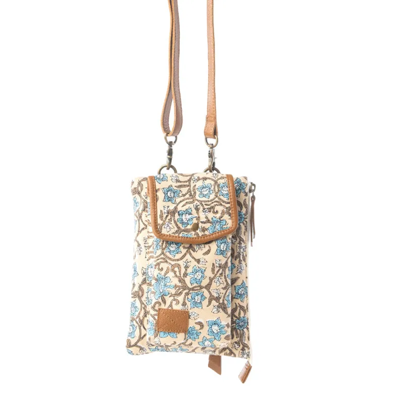 Skyvine Ridge Crossbody Bag with Phone Compartment in Blue Bloom sold by Myra Bag