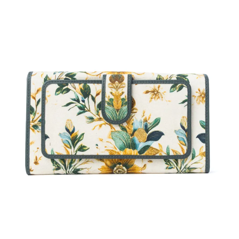 Autumn Grace Woven Wallet in Teal Bloom sold by Myra Bag