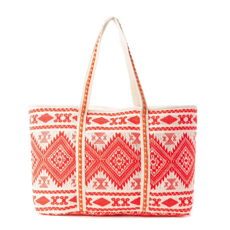 Crimson Caravan Weekender Bag in Festival Red sold by Myra Bag
