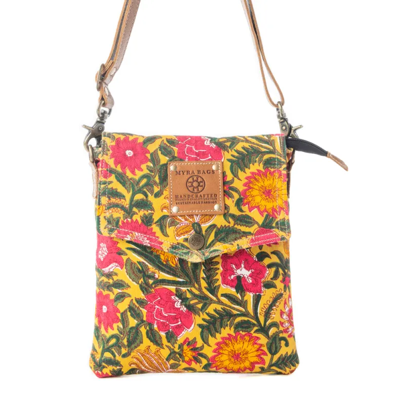 Rosé Carnival Crossbody Bag in Peony Gold sold by Myra Bag