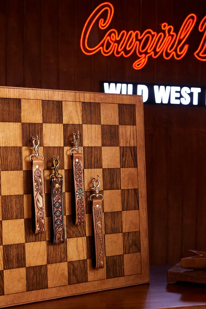 Desert Daisy Handtooled Leather Keyfob in Cactus Umber sold by Myra Bag product image thumbnail 3