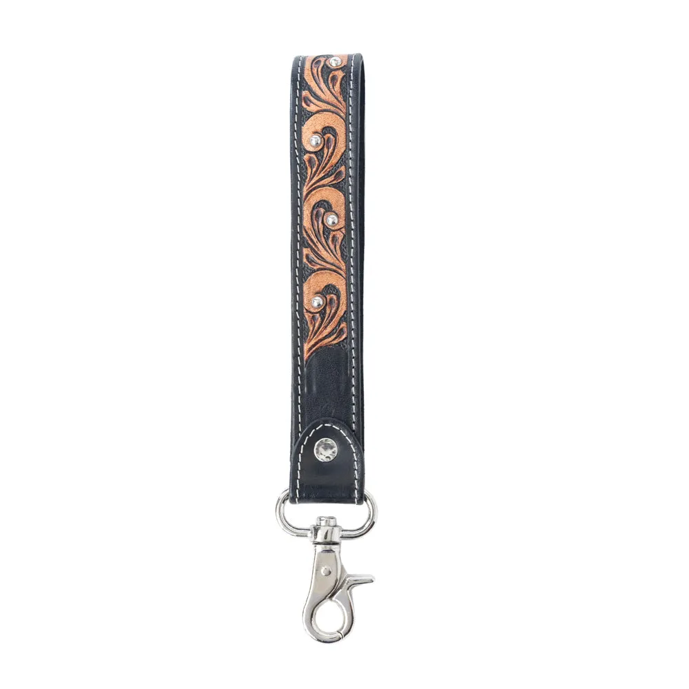 Western Whirl Handtooled Leather Keyfob in Desert Brown sold by Myra Bag product image thumbnail 2