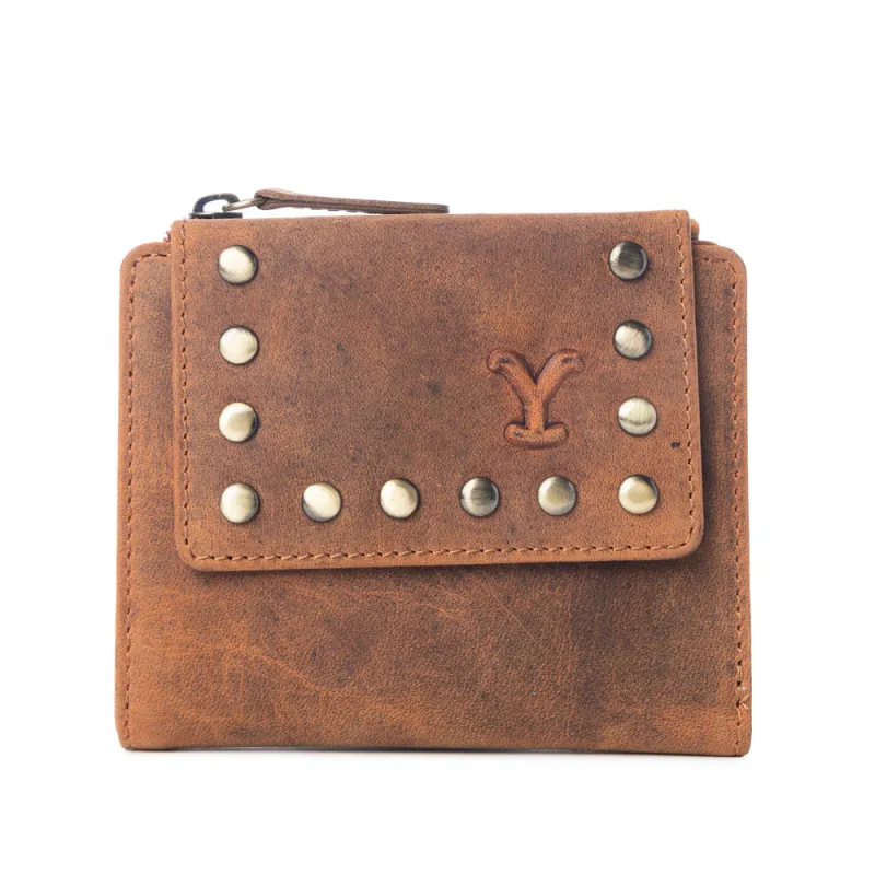 Yellowstone Westmere Studded Credit Card Holder in Amber sold by Myra Bag