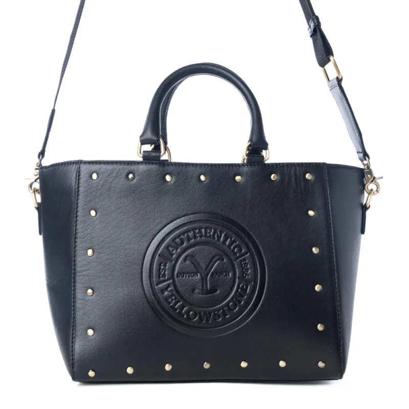 Yellowstone Valley Soul Studded & Embossed Tote Leather Bag in Ash sold by Myra Bag