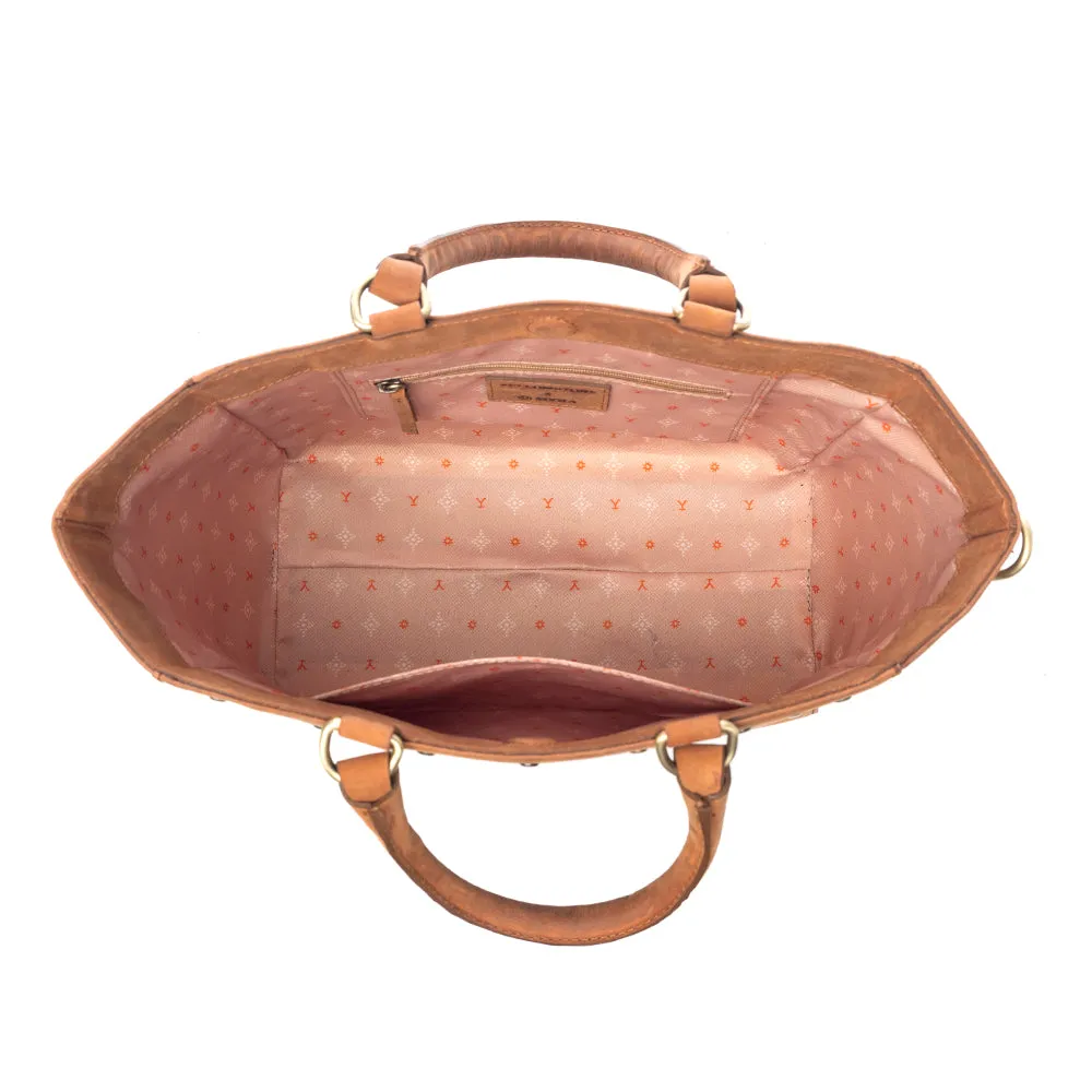 Yellowstone Valley Soul Studded & Embossed Tote Leather Bag in Amber sold by Myra Bag product image thumbnail 5