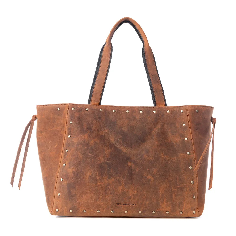 Yellowstone Legacy Studded Leather Tote in Amber sold by Myra Bag product image thumbnail 3