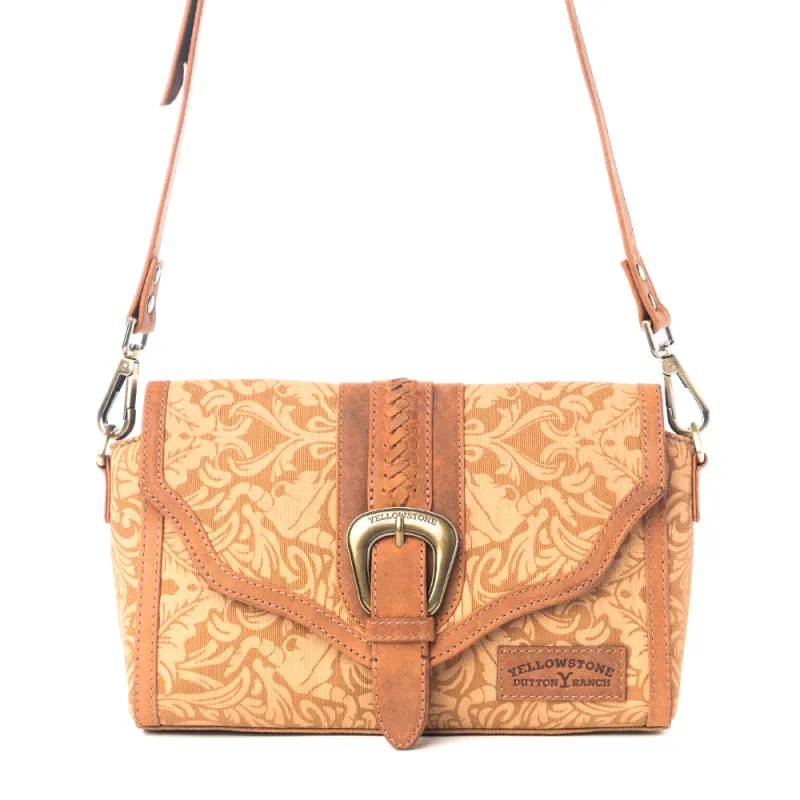 Yellowstone Maverick Sky Crossbody with Buckle in Amber sold by Myra Bag