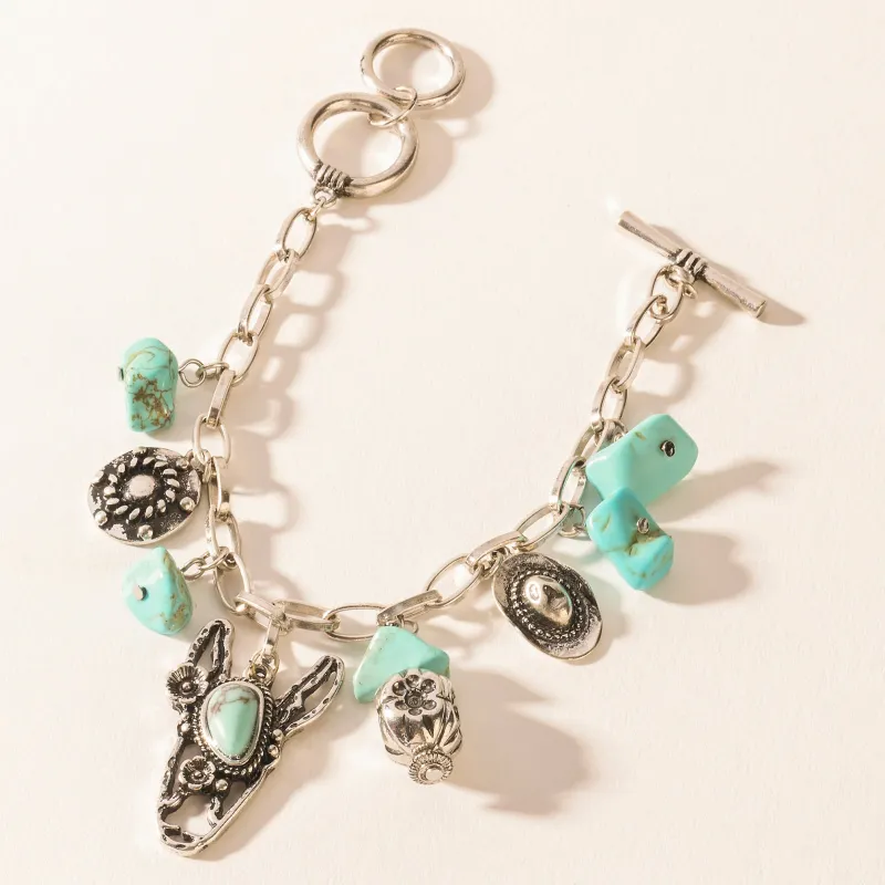 Saddle Breeze Turquoise Stone Bracelet in Sage Creek Blue sold by Myra Bag