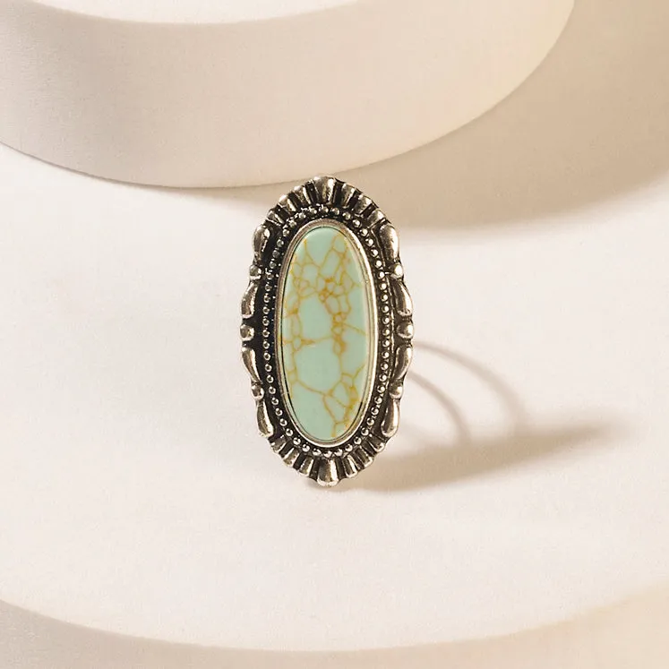 Spirit Halo Turquoise Stone Ring in Vintage Teal sold by Myra Bag