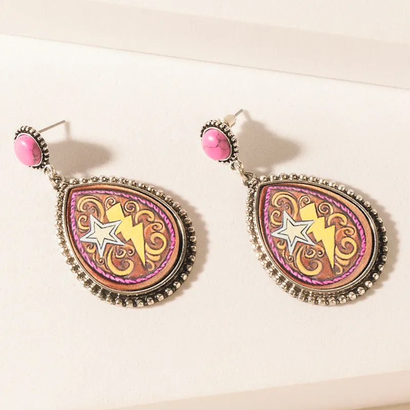 Rebel Star Earrings in Fuchsia Flame sold by Myra Bag